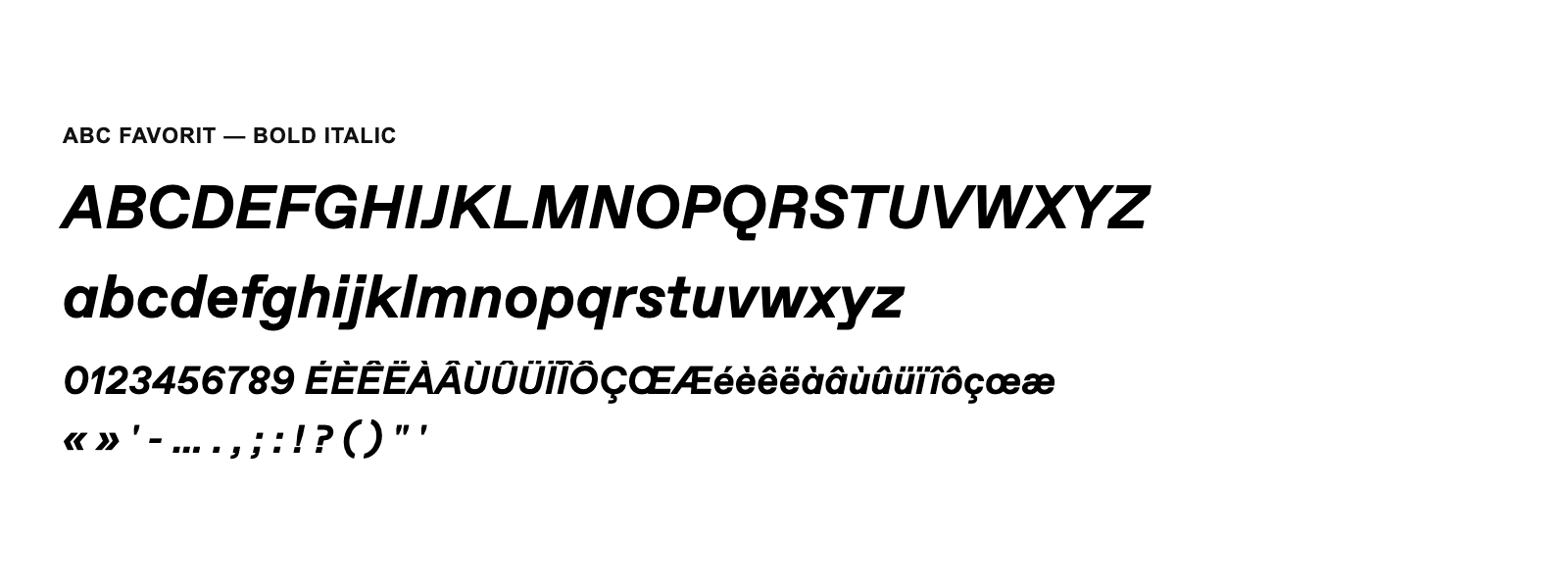 Spécimen de ABC Favorit Bold Italic