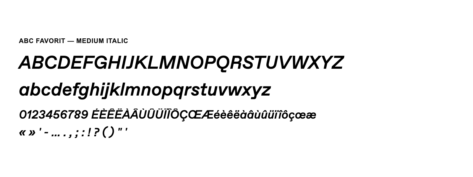 Spécimen de ABC Favorit Medium Italic