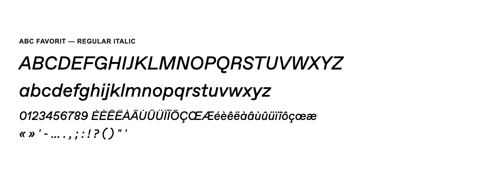 Spécimen de ABC Favorit Regular Italic