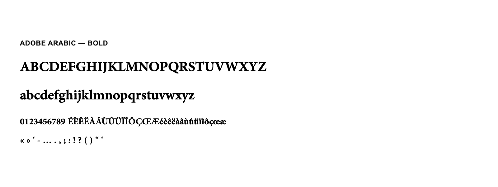 Spécimen de Adobe Arabic Bold