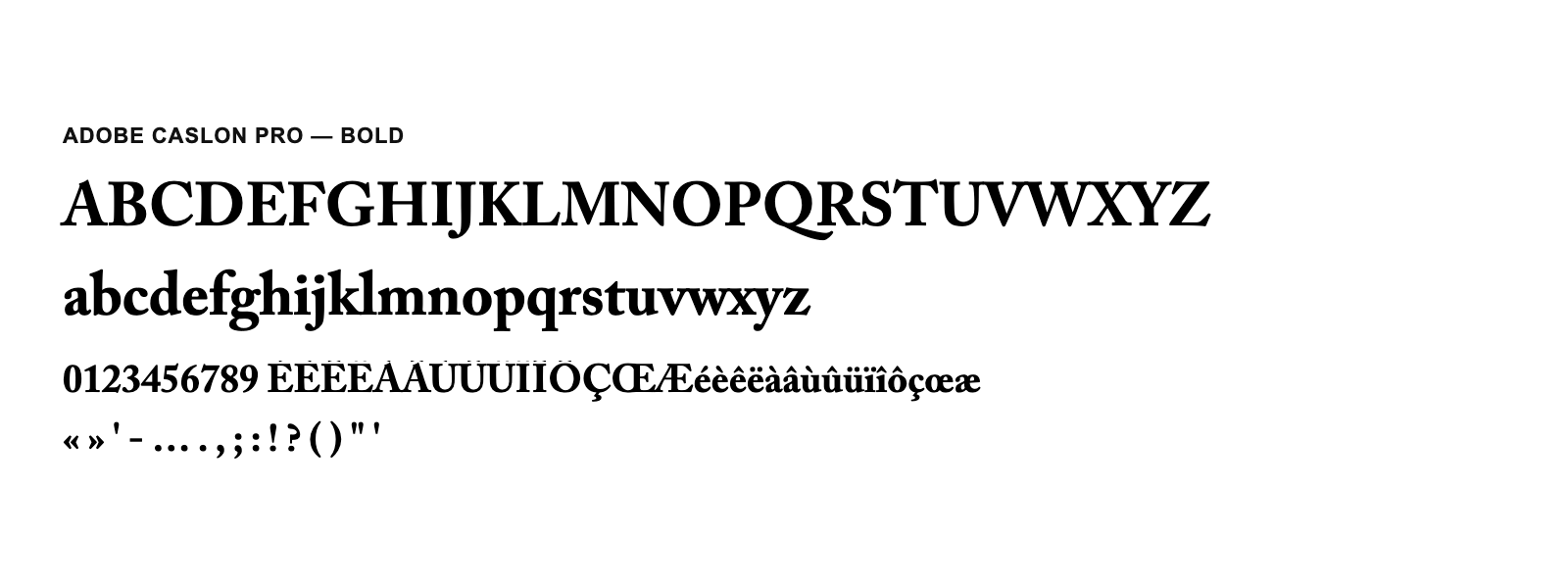 Spécimen de Adobe Caslon Pro Bold