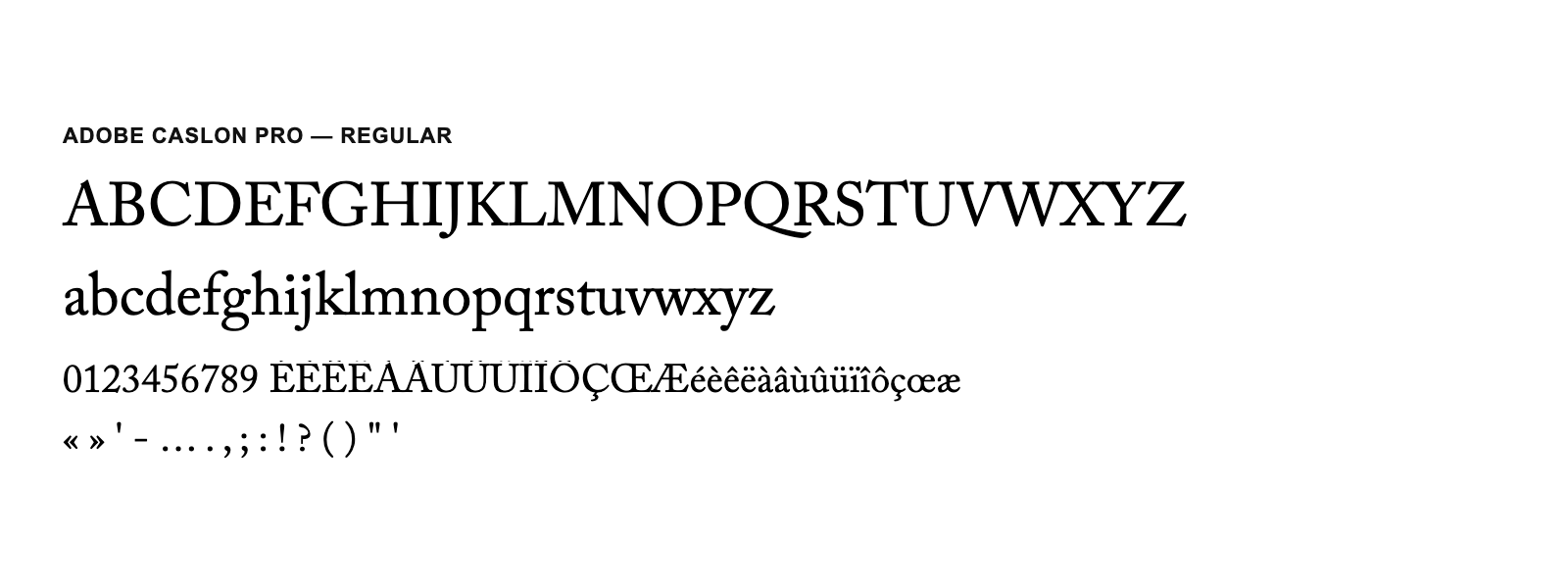 Spécimen de Adobe Caslon Pro Regular