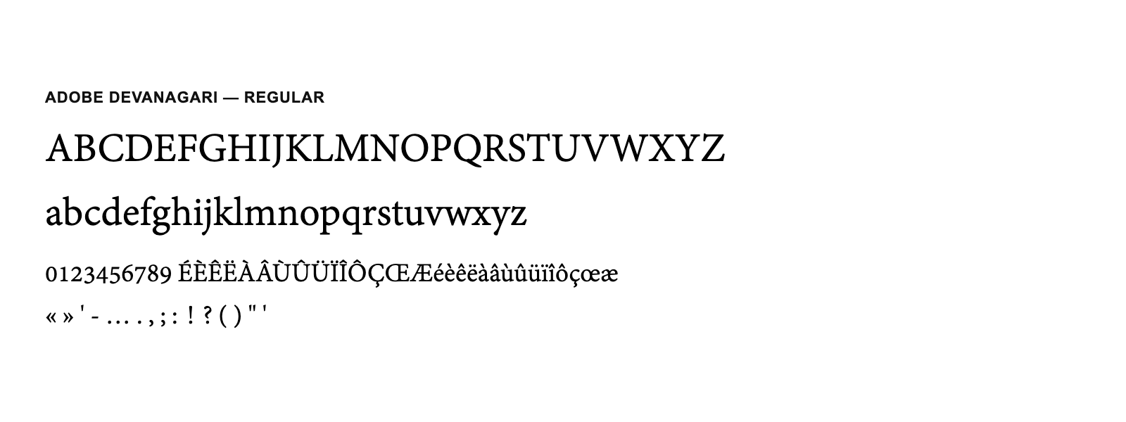 Spécimen de Adobe Devanagari Regular