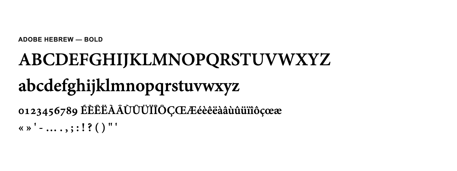 Spécimen de Adobe Hebrew Bold