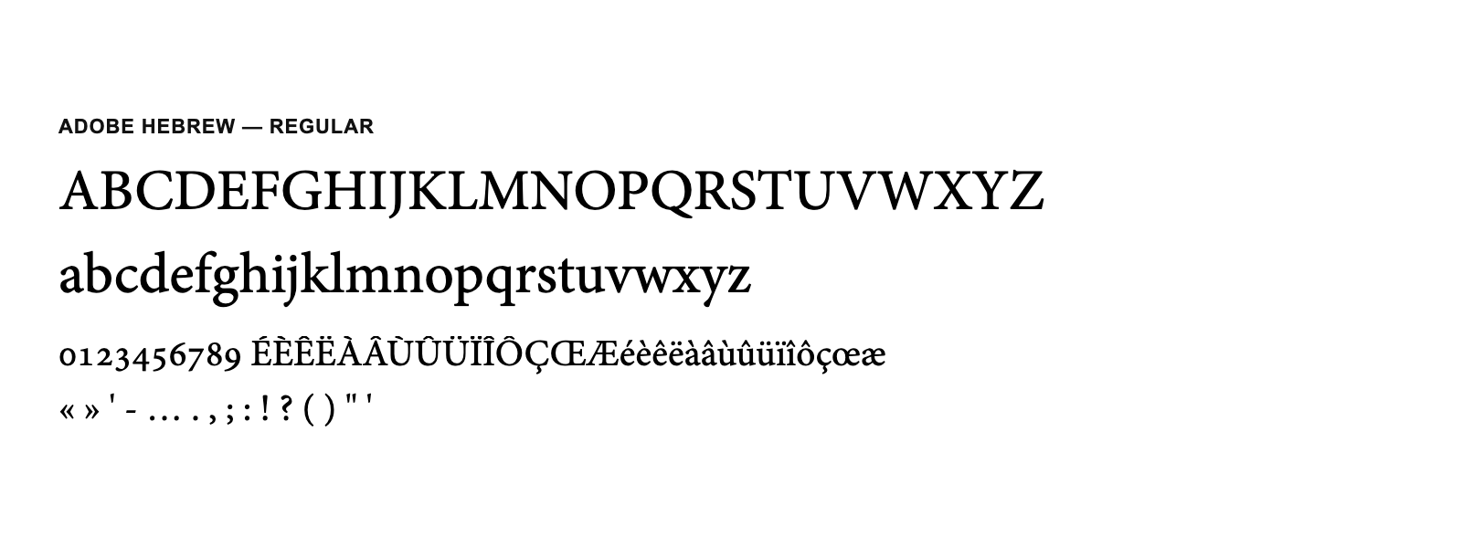 Spécimen de Adobe Hebrew Regular