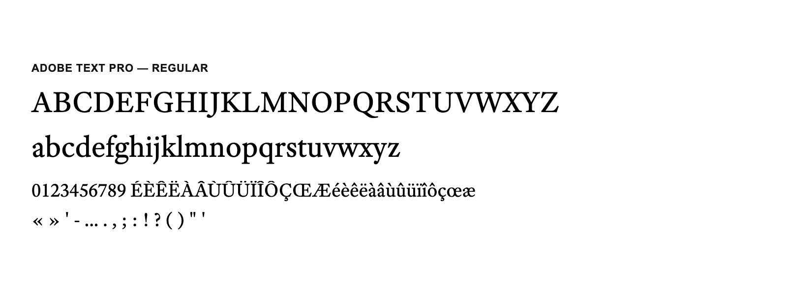 Spécimen de Adobe Text Pro Regular