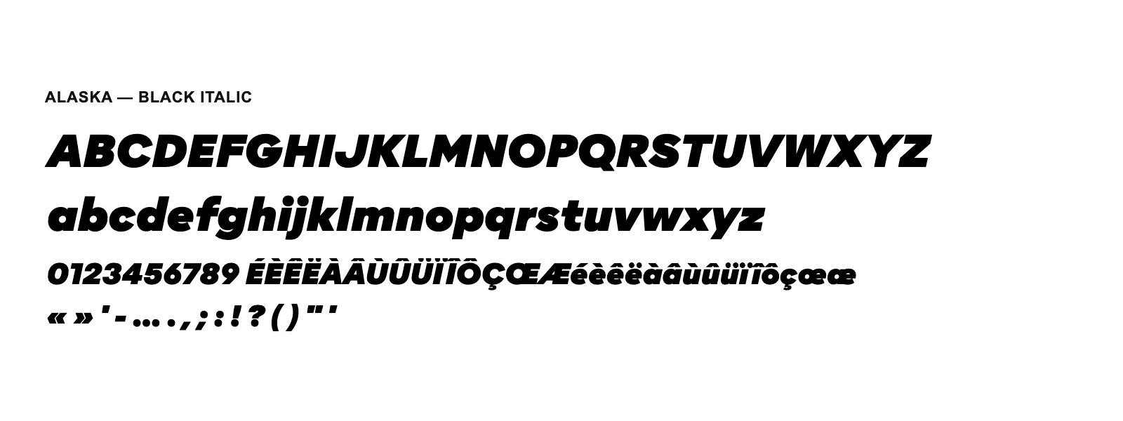 Spécimen de Alaska Black Italic