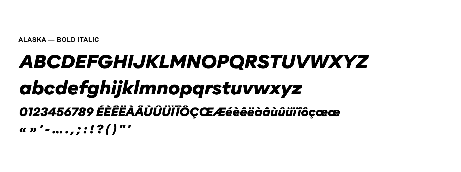 Spécimen de Alaska Bold Italic