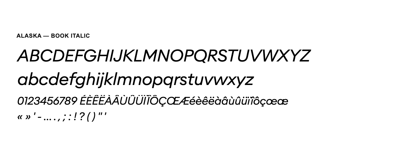 Spécimen de Alaska Book Italic