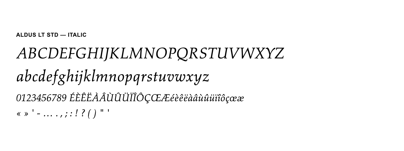 Spécimen de Aldus LT Std Italic