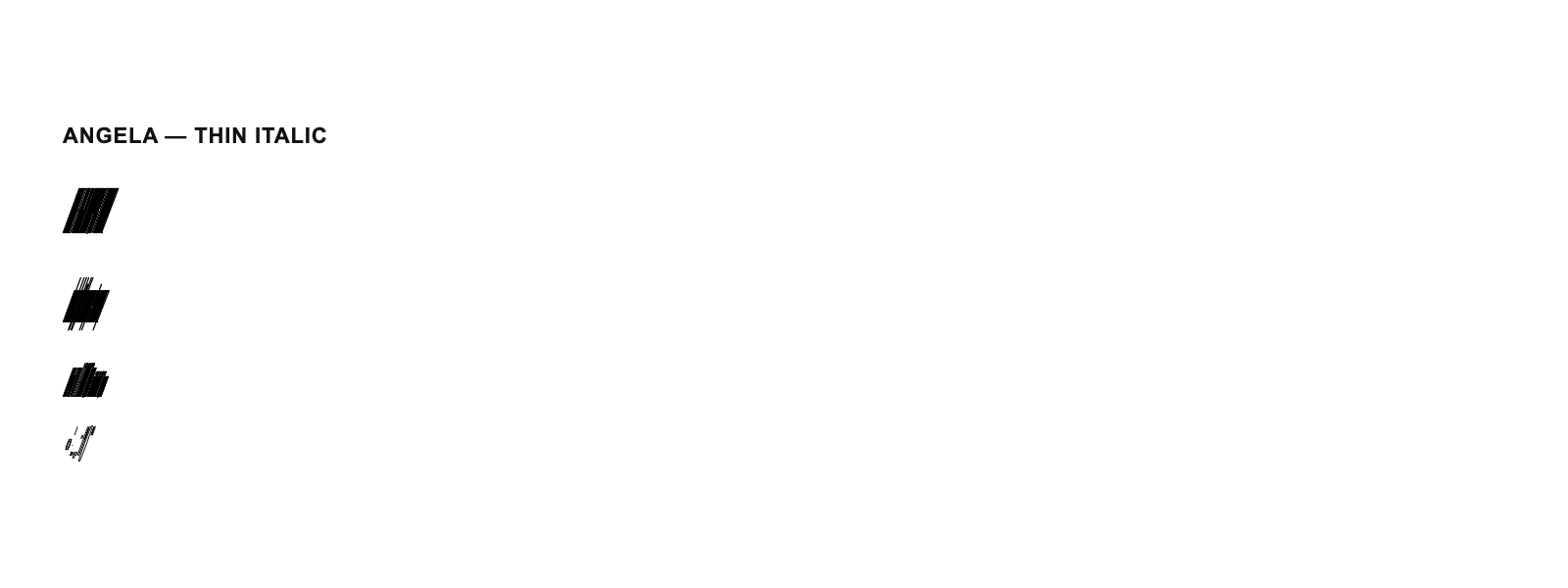 Spécimen de Angela Thin Italic
