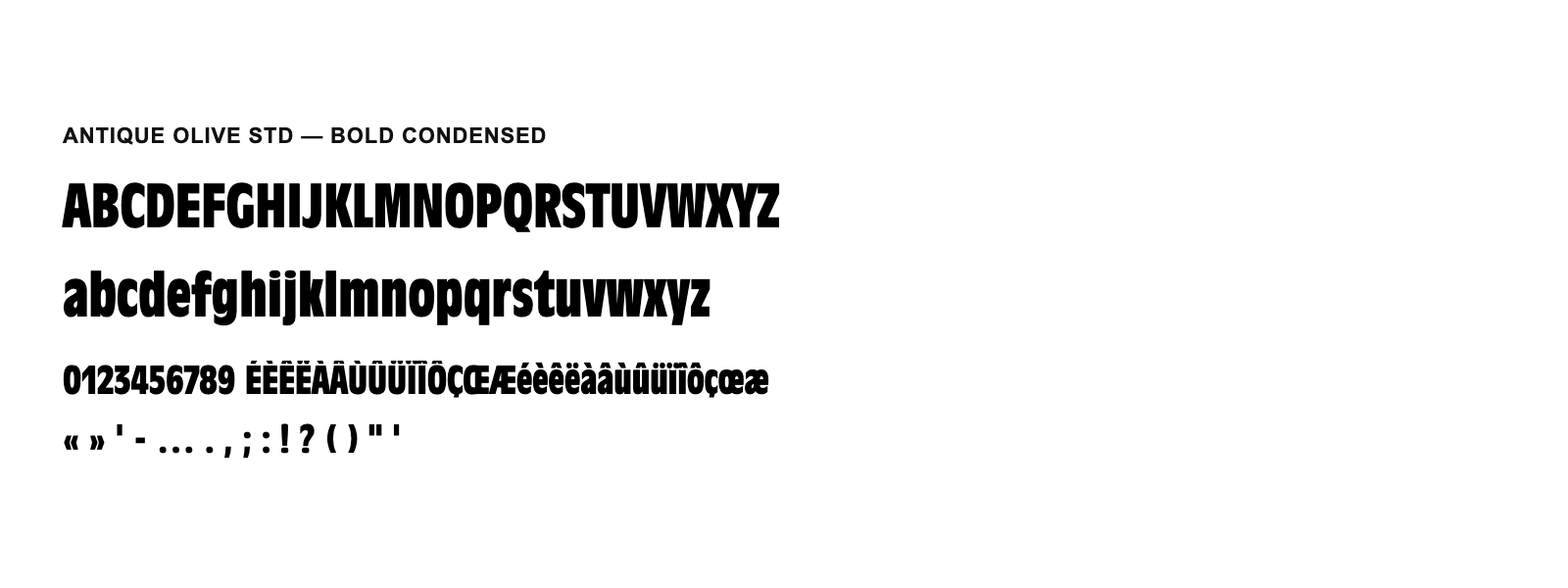 Spécimen de Antique Olive Std Bold Condensed