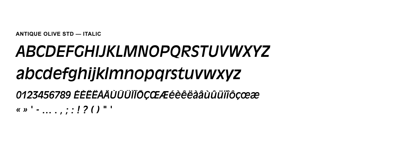 Spécimen de Antique Olive Std Italic
