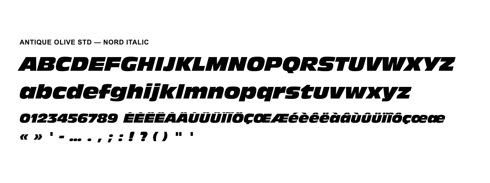 Spécimen de Antique Olive Std Nord Italic