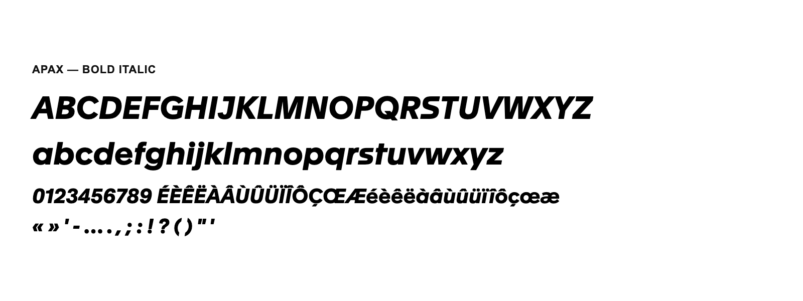 Spécimen de Apax Bold Italic