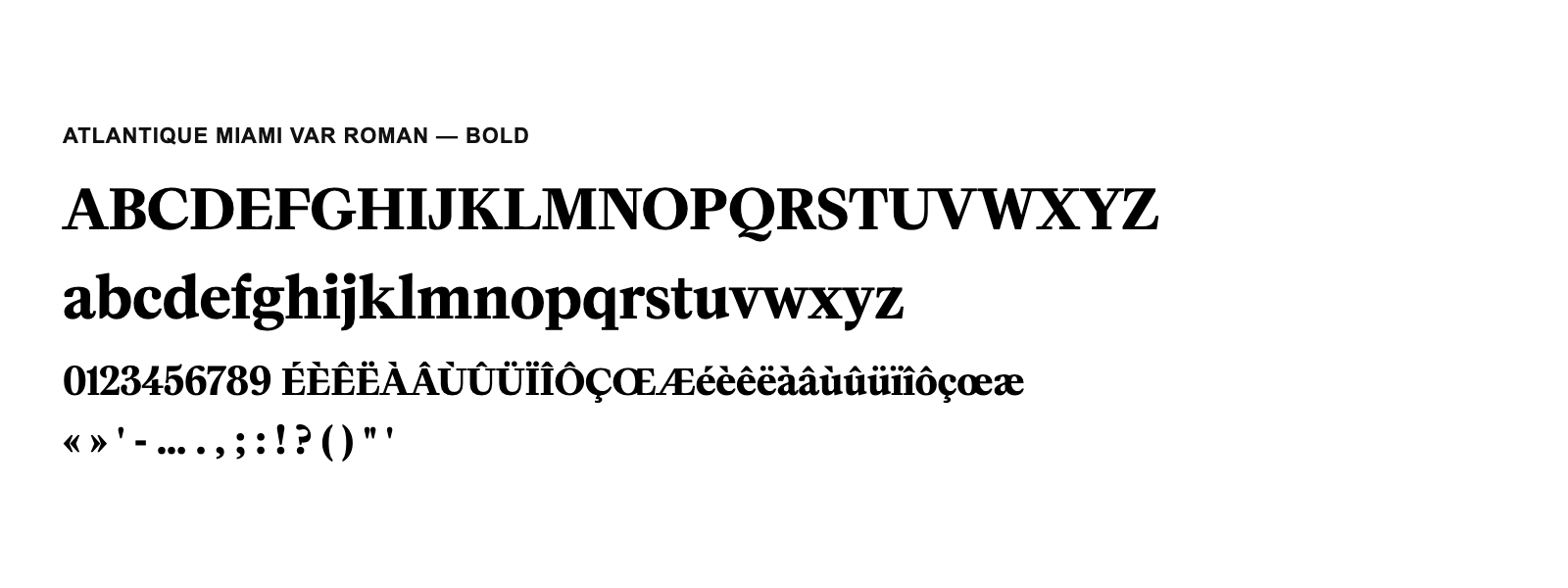 Spécimen de Atlantique Miami VAR Roman Bold