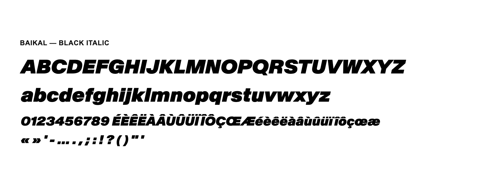 Spécimen de Baikal Black Italic