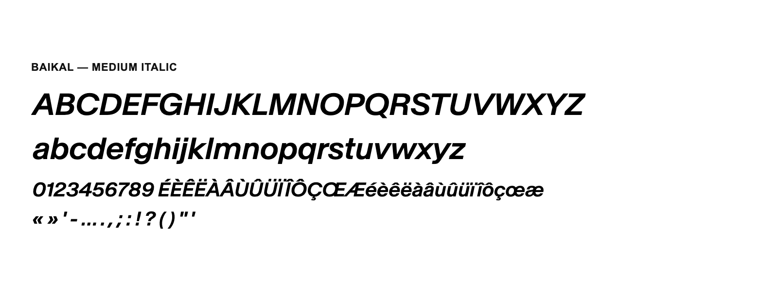 Spécimen de Baikal Medium Italic