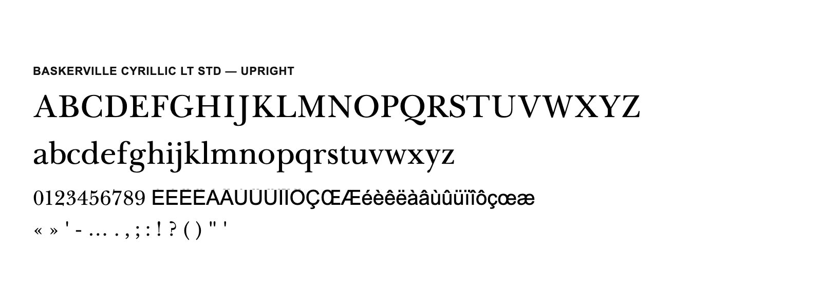 Spécimen de Baskerville Cyrillic LT Std Upright