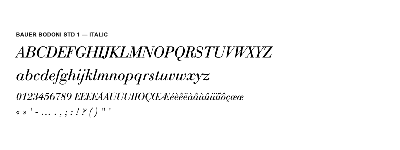 Spécimen de Bauer Bodoni Std 1 Italic