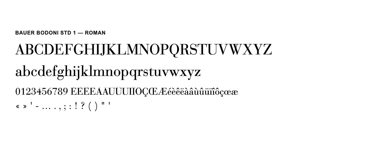 Spécimen de Bauer Bodoni Std 1 Roman