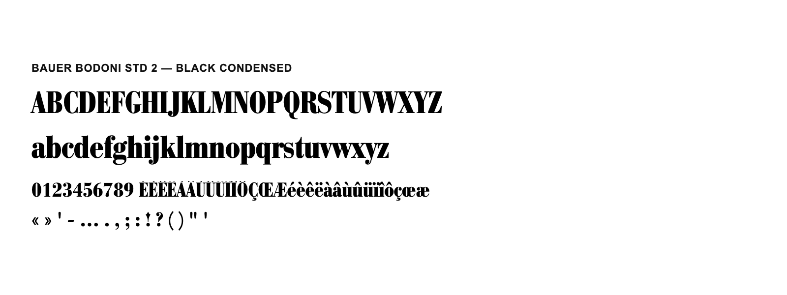 Spécimen de Bauer Bodoni Std 2 Black Condensed