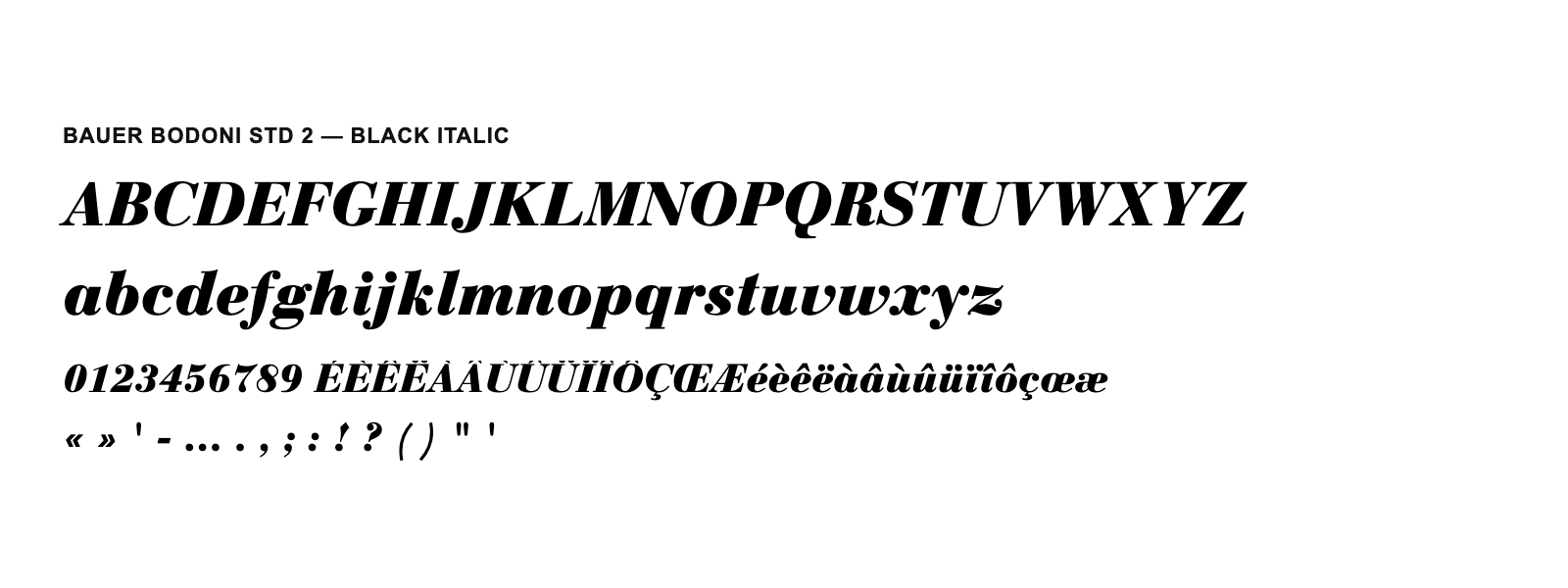 Spécimen de Bauer Bodoni Std 2 Black Italic
