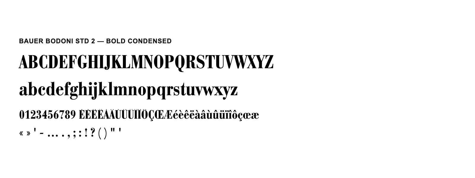 Spécimen de Bauer Bodoni Std 2 Bold Condensed