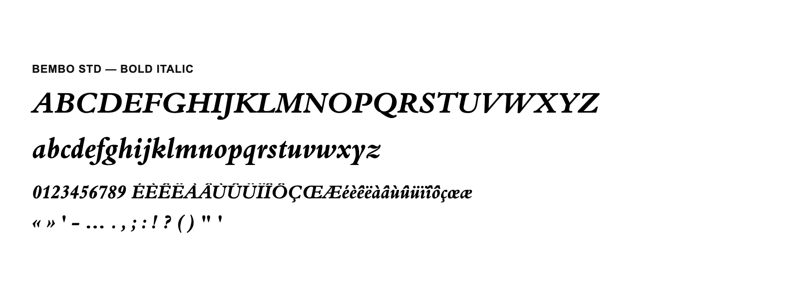 Spécimen de Bembo Std Bold Italic