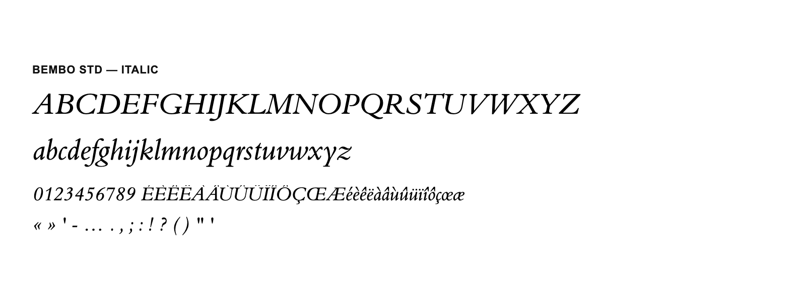 Spécimen de Bembo Std Italic