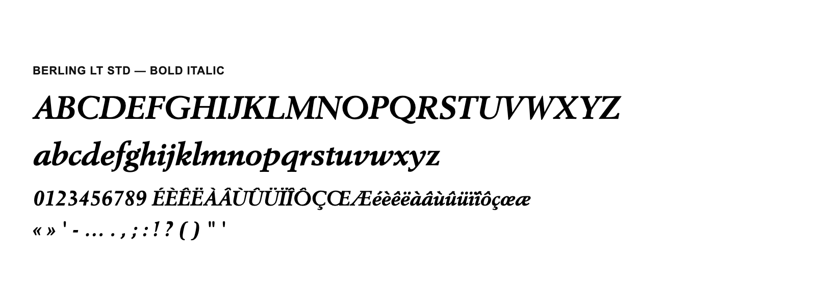 Spécimen de Berling LT Std Bold Italic