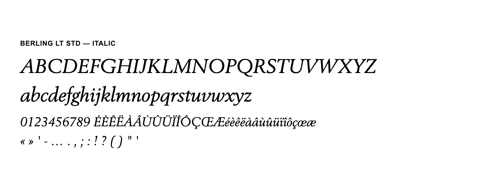 Spécimen de Berling LT Std Italic