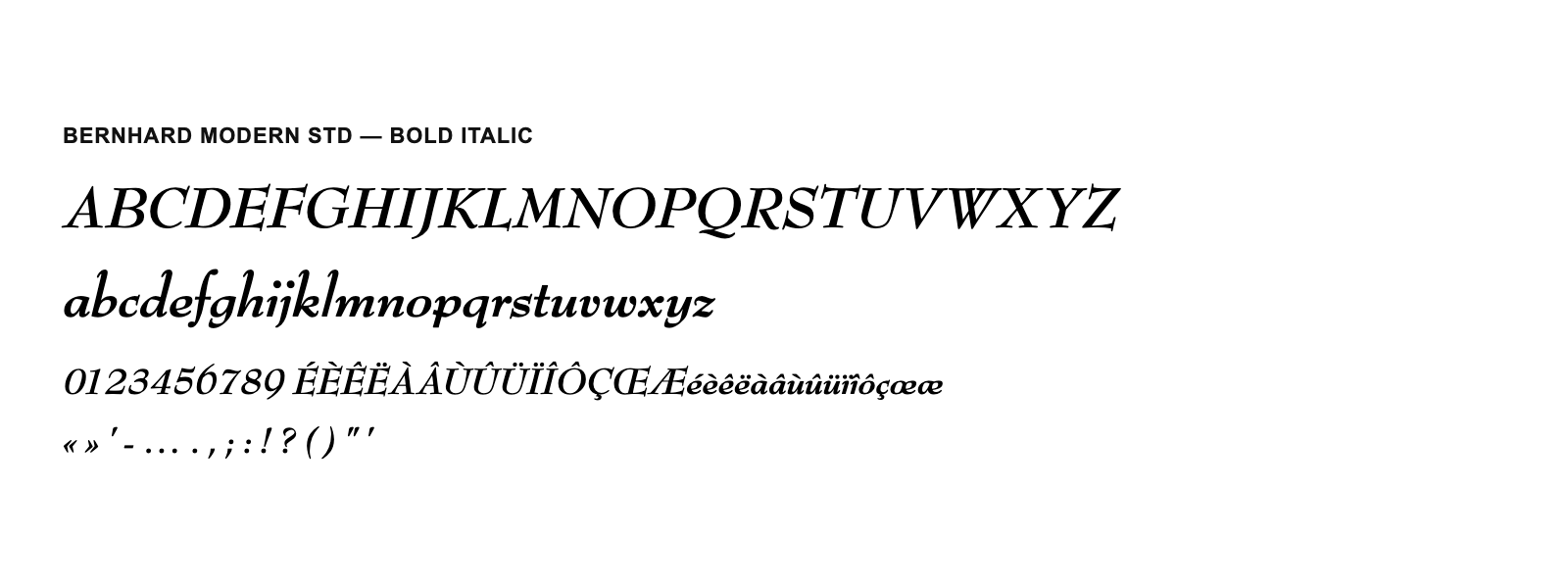 Spécimen de Bernhard Modern Std Bold Italic