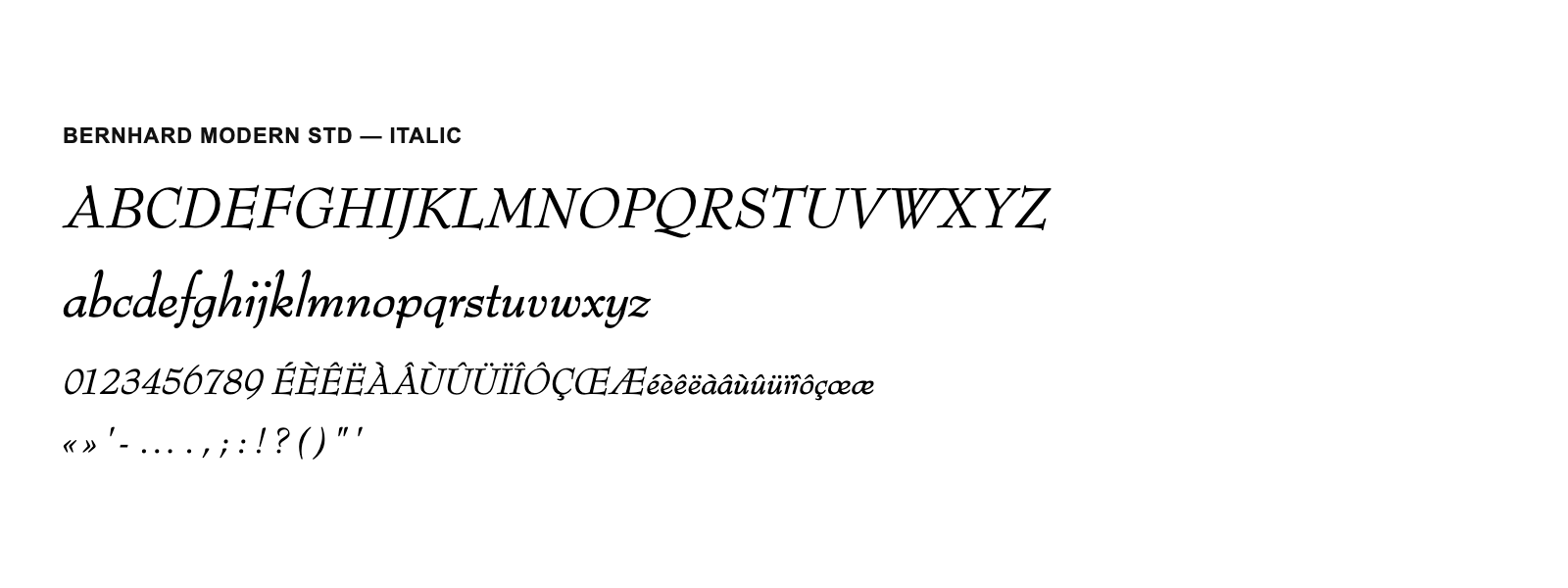 Spécimen de Bernhard Modern Std Italic