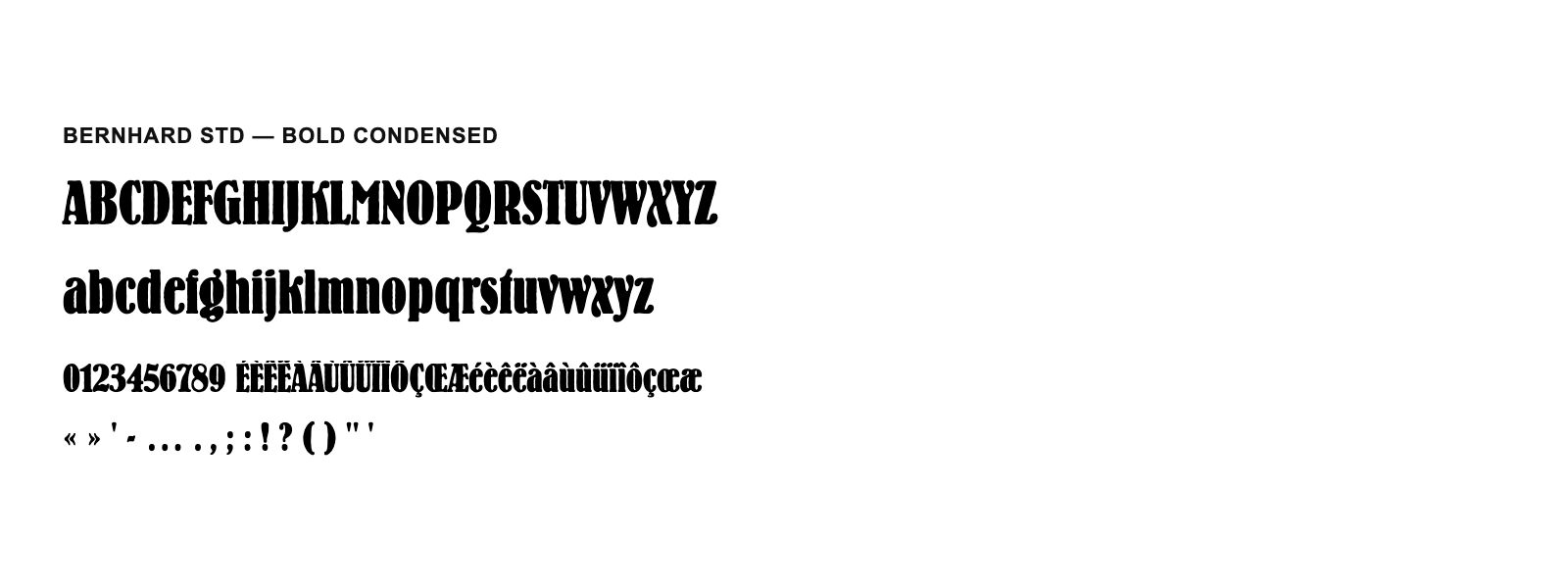 Spécimen de Bernhard Std Bold Condensed