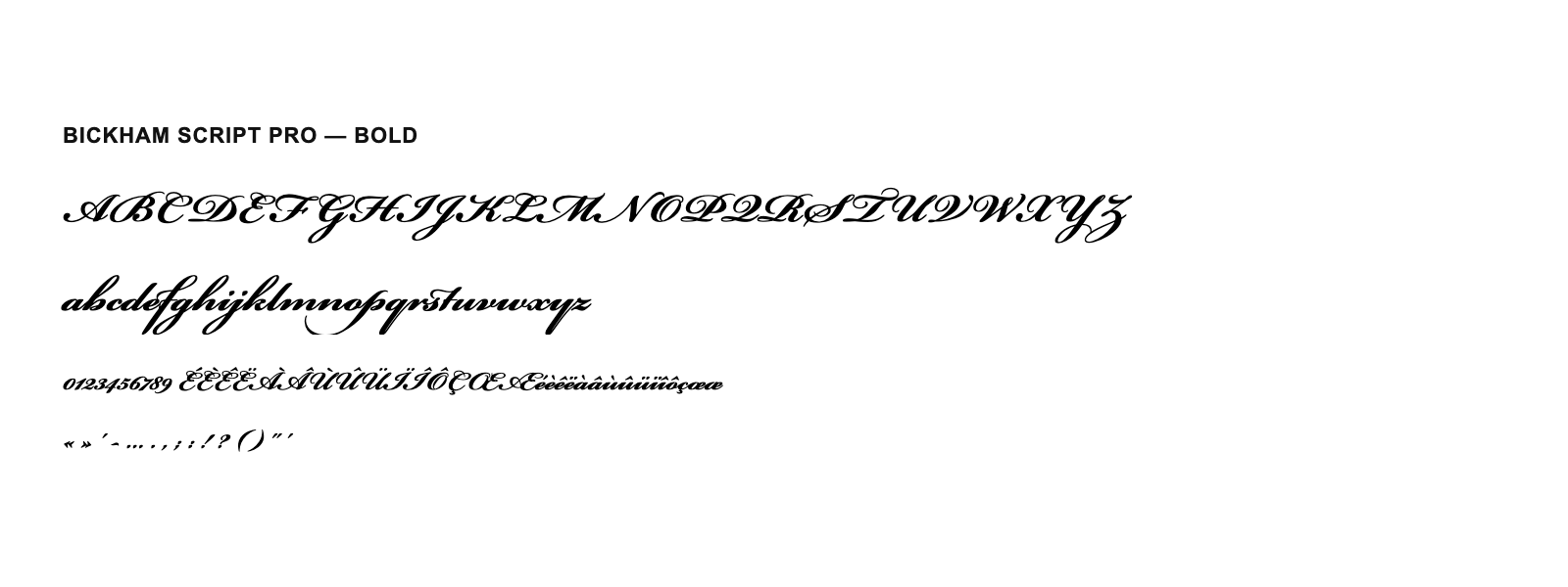 Spécimen de Bickham Script Pro Bold