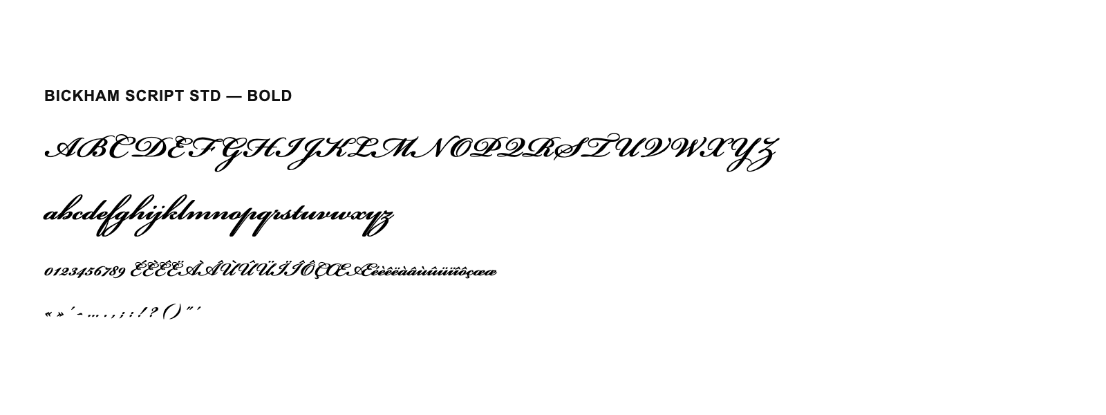 Spécimen de Bickham Script Std Bold