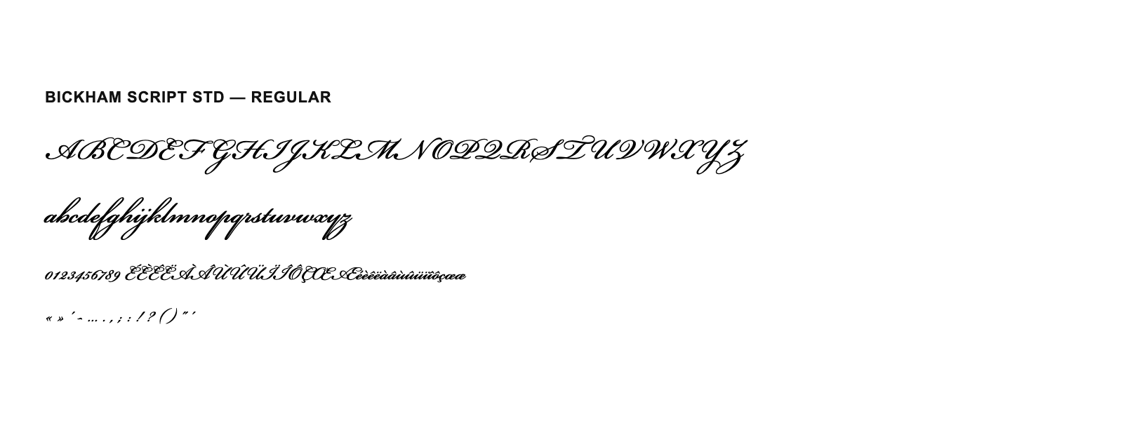 Spécimen de Bickham Script Std Regular