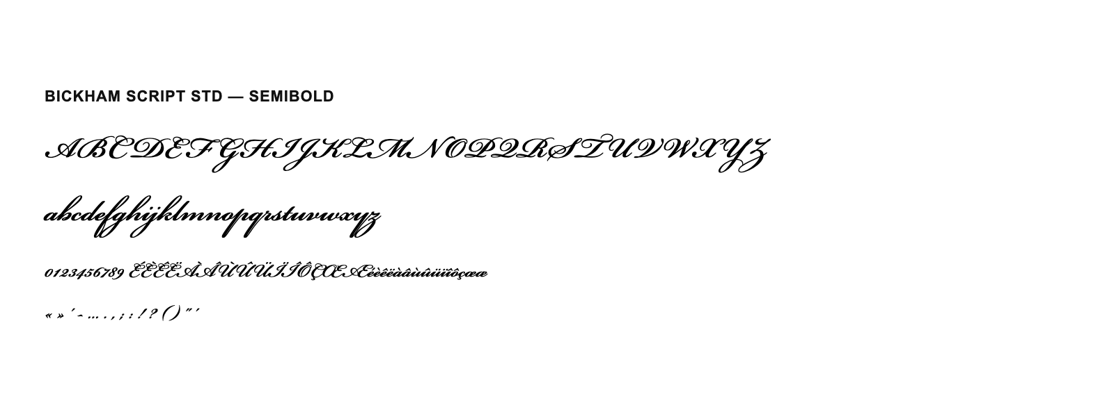 Spécimen de Bickham Script Std Semibold
