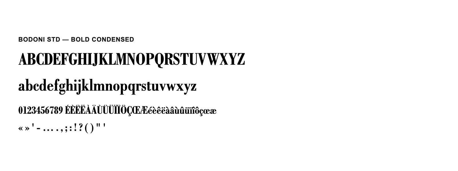 Spécimen de Bodoni Std Bold Condensed