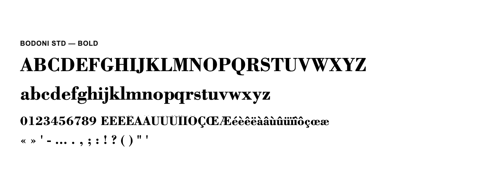 Spécimen de Bodoni Std Bold