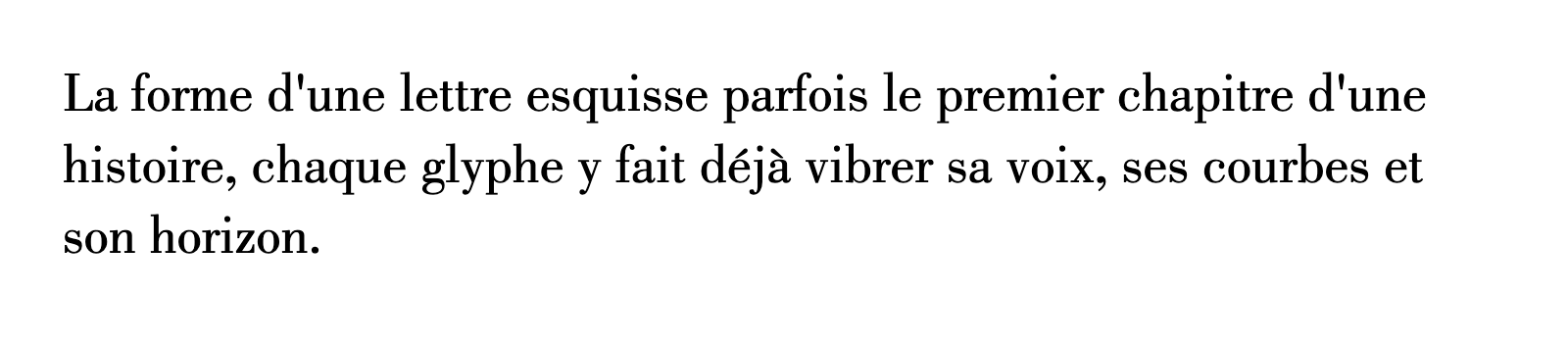 Phrase commune composée en Bodoni Std