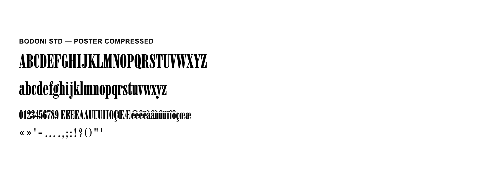 Spécimen de Bodoni Std Poster Compressed