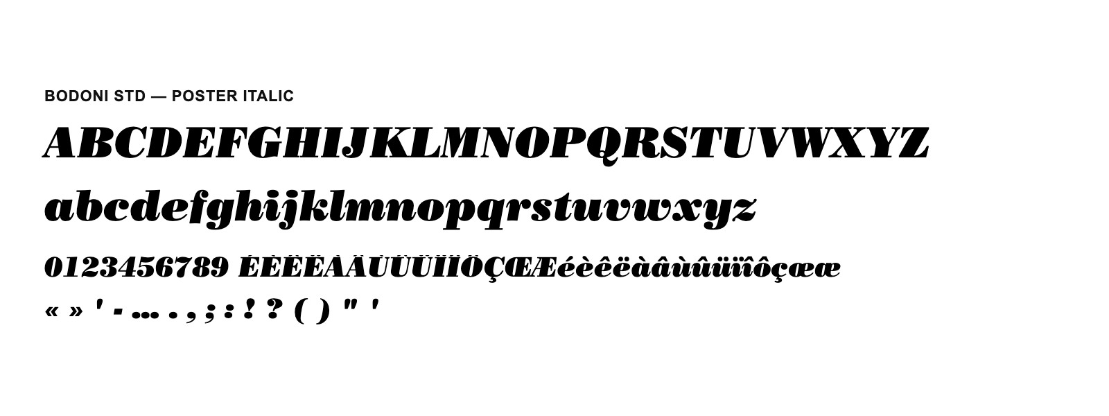 Spécimen de Bodoni Std Poster Italic