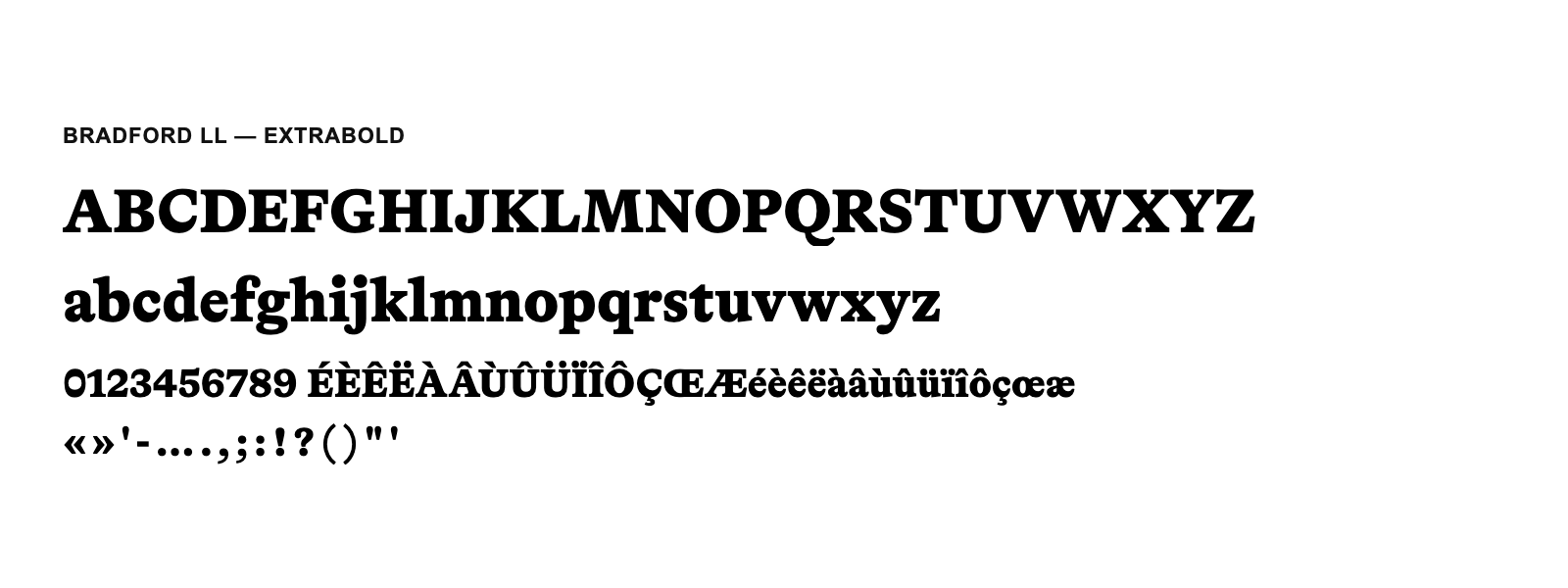 Spécimen de Bradford LL ExtraBold