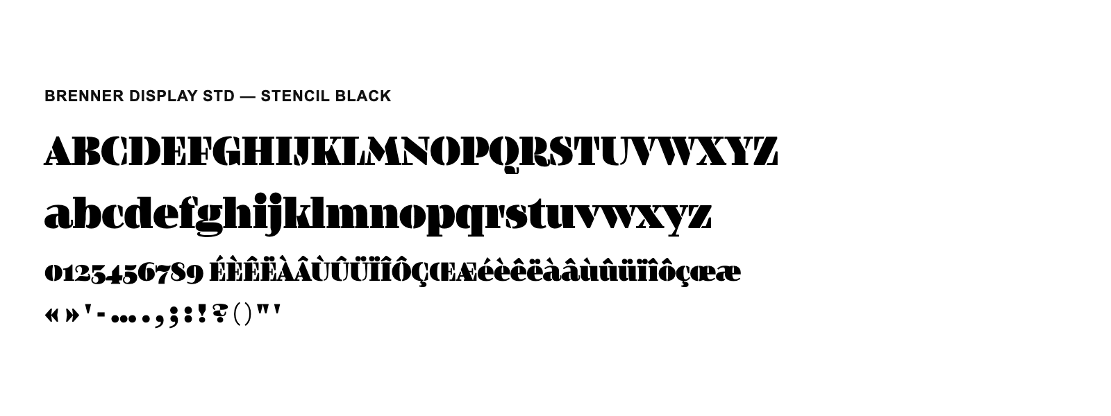 Spécimen de Brenner Display Std Stencil Black