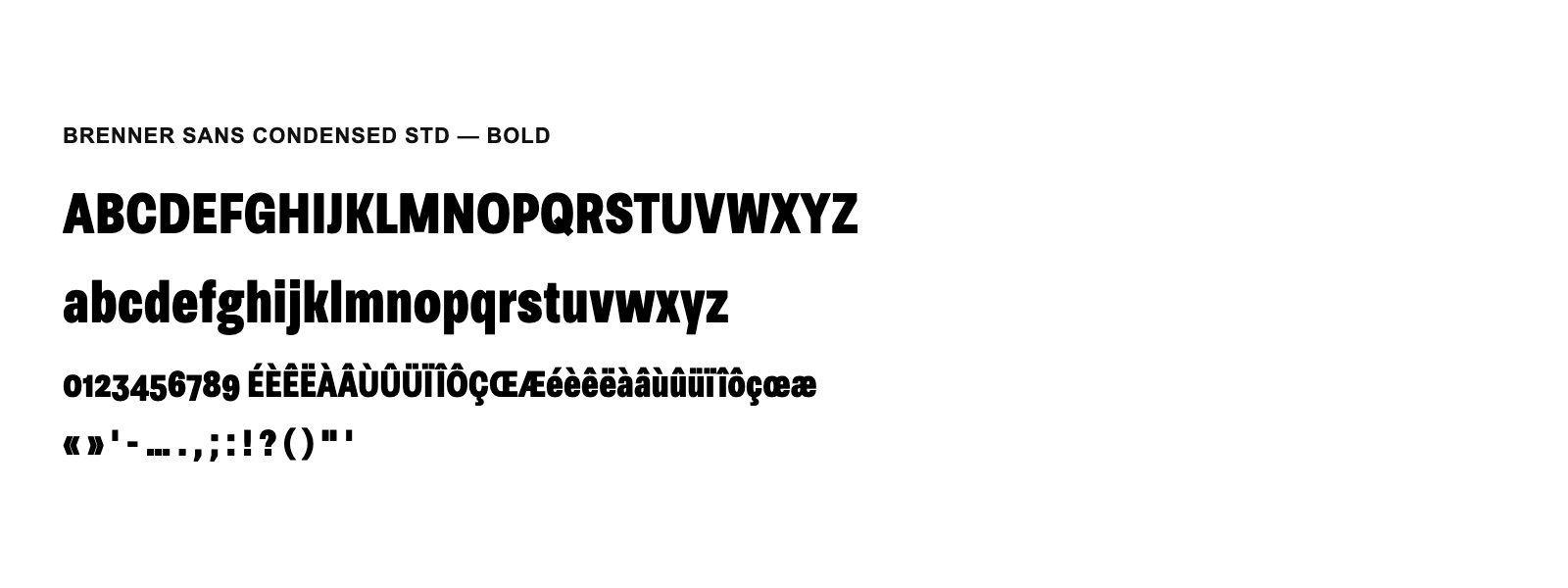 Spécimen de Brenner Sans Condensed Std Bold