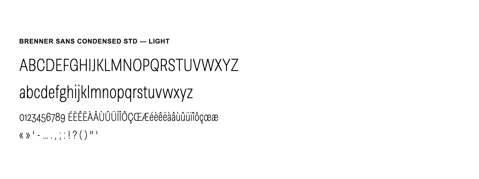 Spécimen de Brenner Sans Condensed Std Light
