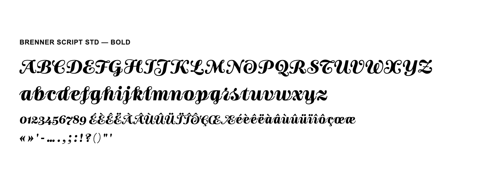 Spécimen de Brenner Script Std Bold