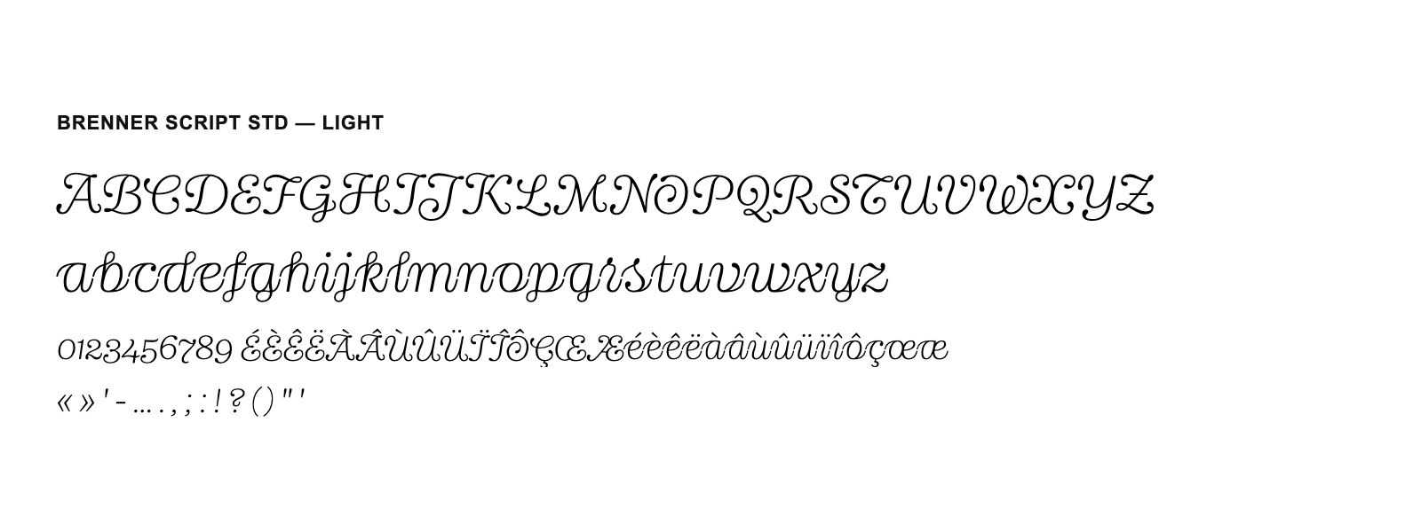 Spécimen de Brenner Script Std Light